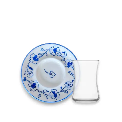 6'lı Çay Seti Mavi Beyaz
