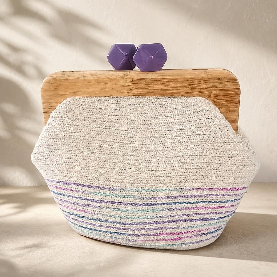 Ahşap burslu el yapımı Clutch & Omuz Çantası - 1