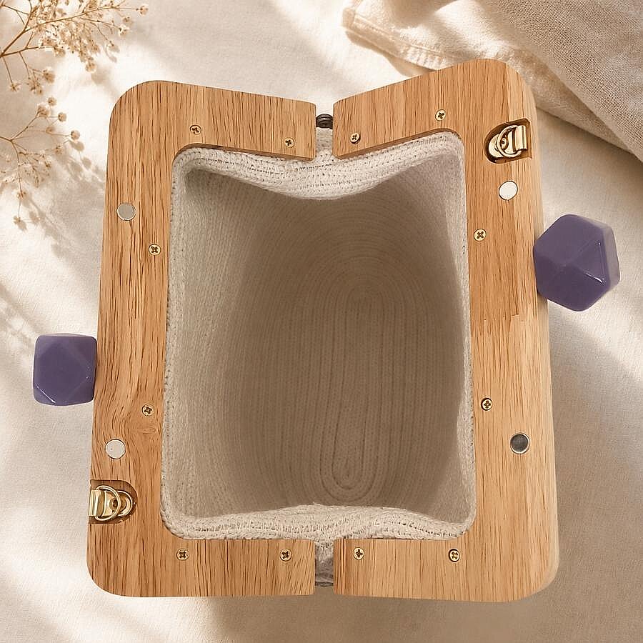 Ahşap burslu el yapımı Clutch & Omuz Çantası - 3