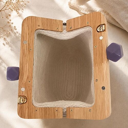 Ahşap burslu el yapımı Clutch & Omuz Çantası - 3