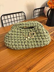 MUNI Boho el örgüsü clutch çanta (adaçayı yeşili) - 3