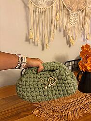 MUNI Boho el örgüsü clutch çanta (adaçayı yeşili) - 4
