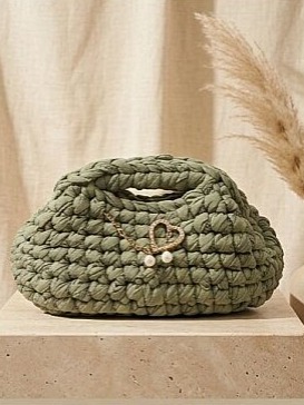 MUNI Boho el örgüsü clutch çanta (adaçayı yeşili) - 1