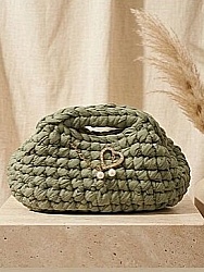 MUNI Boho el örgüsü clutch çanta (adaçayı yeşili) - 1