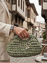 MUNI Boho el örgüsü clutch çanta (adaçayı yeşili) - 6