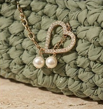 MUNI Boho el örgüsü clutch çanta (adaçayı yeşili) - 8